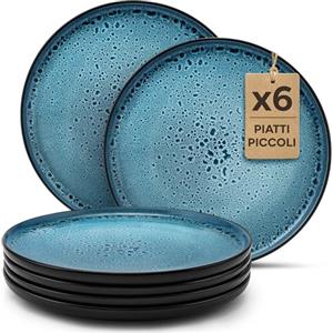 Twinzee Servizio Piatti Moderni 6 Piatti da dessert in Gres 6 per 6 Persone - Compatibile con Microonde - Riviera Collection