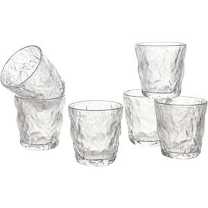 Baroni Home Set 6 pz di Bicchieri in Vetro Decorati con Rifiniture in Rilievo 30 CL, Bicchieri Eleganti Lavabili in Lavastoviglie, 8x8x10 cm, Effetto Ghiaccio