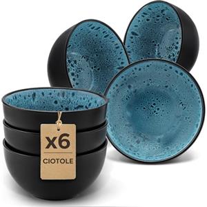 Twinzee Servizio Piatti Moderni 6 Ciotole in Gres 6 per 6 Persone - Compatibile con Microonde - Riviera Collection