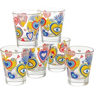 Baroni Home Confezione 6 Bicchierini Caffe, Bicchierini Liquore 9 cl, Set Bicchieri Shot in Vetro MADE IN ITALY, Tazzine in Vetro, Fantasia Ex Voto