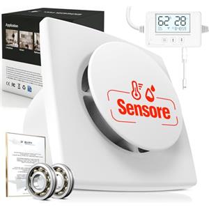 SBONNI 3 Velocità Aspiratore bagno con Sensore Umidità, Sensore Temperatura, Timer - Automatico Estrattore Aria 100mm - Silenzioso Potente Ventola aspirazione bagno WC cantina P117 (senza telecomando)