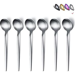 HOMQUEN Cucchiaini Da Tè 6 Pezzi, Cucchiai Da 6,6 Pollici Posate D'argento, Piccoli Cucchiai In Acciaio Inossidabile, Cucchiaini Da Tè Per La Casa (Argento Opaco-6,6 Pollici)