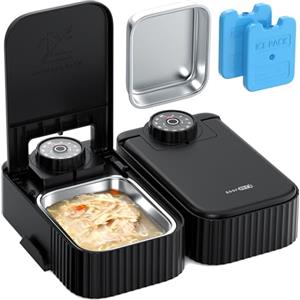 SOOFPET Dispenser Crocchette Gatto Umido Automatico: Distributore Cibo Gatti con Ciotola in Acciaio Inossidabile - Dosatore Crocchette per Gatti con Timer di 48 Ore - Adatto sia per Alimenti Secchi che Umidi