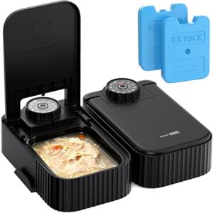 SOOFPET Distributore Automatico Cibo Gatti Umido: Dispenser Crocchette Gatto con Timer di 48 Ore - Dosatore Crocchette per Gatti senza Fili con 1 AA Batteria - Pasti Fino a 350g Ciascuno - Nero