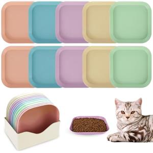 Alaoo Ciotole per Gatti Piatte, Confezione da 10 Ciotole per Gatti Colorate, Rotondo Ciotola per Gatti, Ciotola per Gatti Whisker Fatigue, Ciotole Piatte per Gatto e Cuccioli, per Cibo Secco/Umido(B)
