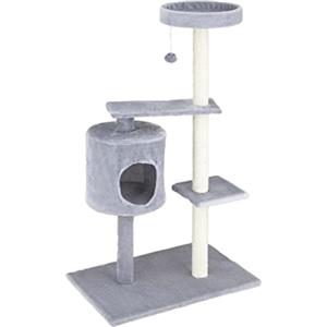 Baroni Home Tiragraffi ad Albero per Gatti, Tiragraffi per Gatti e Gattini, Albero Tiragraffi a 3 Piani con Palla e Cuccia Cilindrica, 50x35x105cm, Grigio