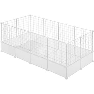EUGAD Recinto per Conigli da Interno, Recinto per Animali con Fondo, DIY Recinzione per Animali di Piccola, Gabbia in Plastica 142x71x53cm Gabbia per Conigli Porcellino d'India Criceti Cuccioli