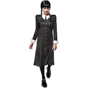 Rubie's Rubies Costume Mercoledi Addams OPP da donna, vestito stampato con collo, ufficiale Wednesday per Halloween, Carnevale e Cosplay