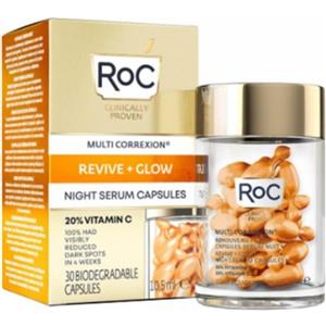 ROC Multi Correxion Revive Glow Siero Viso Notte in Capsule - Vitamina C 20% per Luminosità e Anti-Età