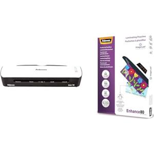 Fellowes plastificatrice Sola, formato A4, fino a 125 micron + Pouches Di Plastificazione per Documenti, Formato A4, 100 pezzi