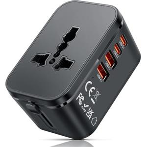 Romon Adattatore Universale da Viaggio, Presa Universale da Viaggio GaN20W con 2 USB, 2 USB C e 1 CA, Adattatori Universali Viaggio Chargeur Universel Elettrica Travel Adapter per EU US UK AU