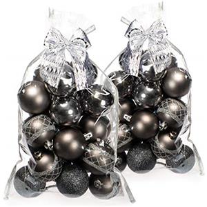 com-four® 40x palline di Natale, palline di plastica per Natale, decorazioni per alberi di Natale con pendente, Ø 6 cm