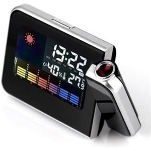 CWOQOCW Sveglia digitale a LED con proiezione, con proiezione girevole a parete o soffitto, visualizzazione della data, meteo, temperatura (nero)
