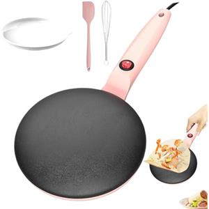 lyanny Crepiera Elettrica, Crepiera Istantanea con Manico Antiaderente, Crepiera Elettrica Istantanea Antiaderente da 20 cm, Controllo Automatico della Temperatura, Facile Pulizia