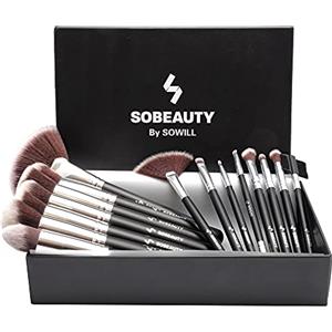 SOWILL SOBEAUTY by SOWILL set 15 pennelli trucco professionale make up setole vegan maquillage sfumature occhi viso pennello fondotinta ombretti eyeliner face brush set elegante scatola