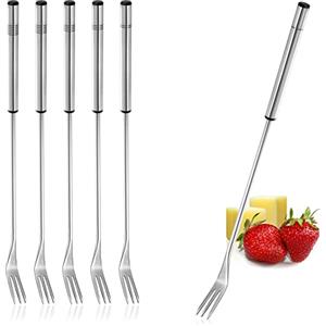COM-FOUR® 6x Forchette per fonduta in acciaio inossidabile - posate per fonduta lavabili in lavastoviglie - spiedini per fonduta con manico (06 pezzi - manico in acciaio inossidabile)