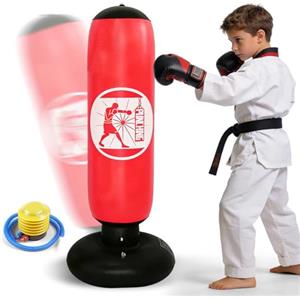 XJJAUGKLY Sacco da boxe per bambini dai 6 ai 12 anni, 160 cm, gonfiabile, con pompa ad aria, sacco da boxe in piedi per ragazzi e ragazze dai 6 anni, per ragazzi e ragazze, pratica karate, taekwondo, MMA