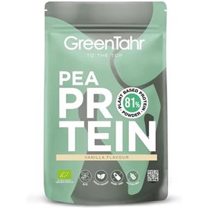 GreenTahr TO THE TOP Green Tahr Proteine del Pisello in Polvere Bio al Gusto di Vaniglia 750g. 81% Proteine Vegane Vegetali per Aumento Massa Muscolare e Dimagrire. Senza Zucchero Aggiunto, Lattosio né Glutine