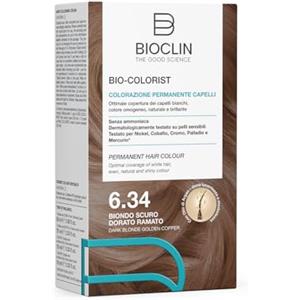 BIOCLIN Bio-Colorist Colorazione Permanente Capelli Biondo Scuro Dorato Rame 6.34 - Senza Ammoniaca - Con Olio di Argan - Copertura Capelli Bianchi - Colore Naturale e Brillante