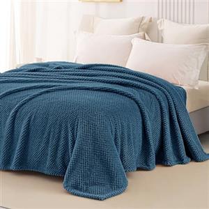 Whale Flotilla Coperta Plaid Pile in Flanella per Divano, 220 x 240 cm | Coperta Jacquard Morbida e Calda, Leggera per Letto Singolo e Matrimoniale, Adatta a Tutte le Stagioni, Blu Navy