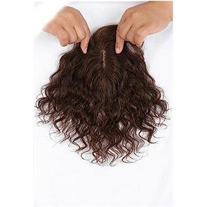 BybAgs Capelli Veri Lunghi Topper per Capelli Umani Veri Ricci Corti - Parrucche Traspiranti Clip in Top Pezzi di Capelli Ondulate per Uso Quotidiano - Naturali (Color: Brown)