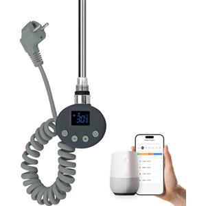 EMKE Barra riscaldante con termostato per termosifoni da bagno, 300 W, cartuccia di riscaldamento intelligente WiFi, in acciaio inox, per radiatore, scaldasalviette, scaldasalviette, elettrico