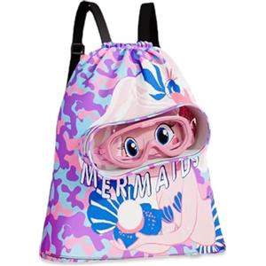 PYEUIFT Zaino con Coulisse per Sirena - Sacca Piscina Bambino - Borsone Piscina Bambina - Borsa da Palestra Sportiva per Ragazze e Bambini Borsa per la Spesa da Spiaggia Impermeabile