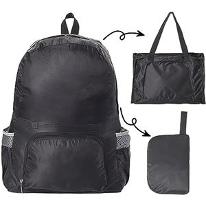 TNSLAND Zaino pieghevole ultra leggero unisex zaino da giorno per attività all'aperto, impermeabile, Nero , L