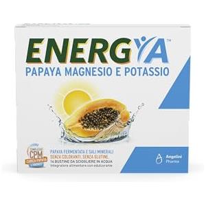 Energya Papaya, Potassio e Magnesio, Integratore Alimentare con Sali Minerali e Papaya Fermentata, Contribuisce a Recuperare le Energie nelle Giornate più Calde e alla Funzione Muscolare, 14 Bustine
