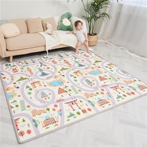 SUPERBE BEBE Tappeto Gioco Bambini Pieghevole 180x200x1.5cm Palestrina Neonato Montessori Reversibile Non Tossico E Impermeabile In Schiuma Per Bimbi. Palestra Neonati - Tappeto Tummy Time Neonati - Regalo Bambino
