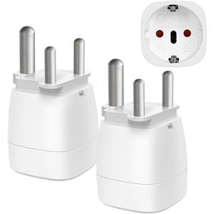 vutizal Adattatore Presa Sudafrica - Vutizal 2 pezzi Adattatore Universale da Viaggio - Adattatore da Viaggio Sudafrica (2 pin Europa a 3 pin Sudafrica) per Sudafrica, Lesotho, Swaziland, Namibia, Tipo M