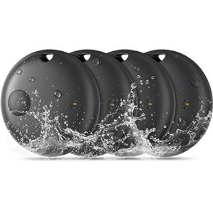 KUKIHO Tag Tracker 4 Pezzi, Localizzatore Bluetooth Compatibile con l'App Apple Dov'è (Solo iOS), Smart Tag per Chiavi, Portafoglio, Borse e Valigie, Batteria Sostituibile, Nero
