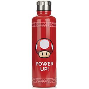 Paladone Borraccia Super Mario Power Up Mushroom Bottiglia in Acciaio Inox per Bevande Calde & Fredde, 500ml