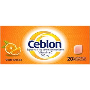 Cebion - Integratore di Vitamina C 500mg Gusto Arancia - 20 Compresse Masticabili
