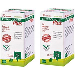 ZKMAGIC BUYFARMA PROMO PACK - 2X Enterolactis Plus 30 Capsule - Integratore di Fermenti Lattici da 24 Miliardi di Cellule Vive - 60 Capsule + Omaggio a Sorpresa##*-