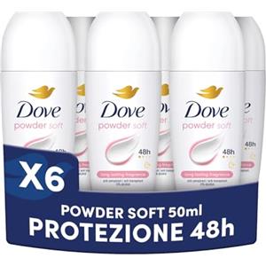 Dove Deodorante Roll On Classic Care Powder, Deodorante Antitraspirante Roll On, Protezione Fino a 48 Ore, con 1/4 di Crema Idratante, Formula Delicata, Deodorante Uomo e Donna, 6 Pezzi da 50 ml