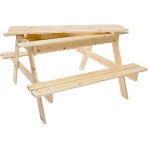 TIMBELA Tavolo da picnic per bambini in legno con scomparto segreto L90xL90xA50 cm - Gruppo Tavolo con panche M010-1
