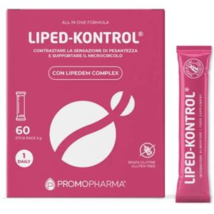 PROMOPHARMA LIPED KONTROL - Integratore con Lipedem Complex per Drenaggio e Comfort delle Gambe - 60 Stick da 5 g
