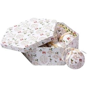 Dmora - Box 7 sfere natalizie, Fantasia scritte, Set assortimento palline di Natale, Scatola set albero di Natale,Diametro 7,5 cm, Bianco