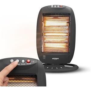 Avilia Stufa Alogena a 3 Elementi Indipendenti 1200W 38x28x55cm con Oscillazione Automatica e Spegnimento di Sicurezza Ideale per Scaldarsi nei Periodi Invernali con Antiribaltamento