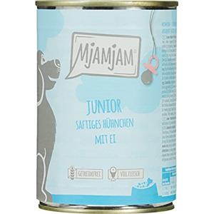 MjAMjAM - cibo umido premium per cani - Junior pollo succoso con uovo, confezione da 6 (6 x 400 g), naturale con carne extra
