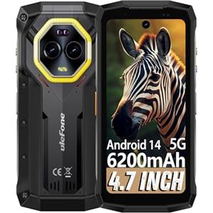 Ulefone Armor Mini 20 Pro Telefono Indistruttibile, Cellulare Android 14 5G con 16+256GB/SD-2TB, 4,7" Pollici HD+ 90Hz, 6200mAh/33W, IP68 Rugged Smartphone 64MP Visione Notturna Doppia SIM GPS/NFC/OTG