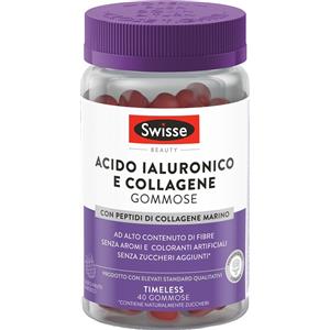Swisse Acido Ialuronico & Collagene - Integratore Alimentare in 40 Gommose per Pelle e Articolazioni, Gusto Frutti di Bosco