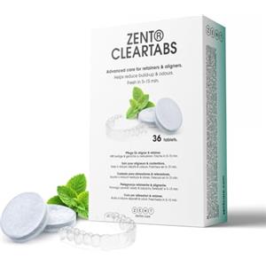 ZENT Pastiglie Apparecchi Ortodontici - Pasticche Apparecchi e Bite per Pulizia Bite Dentale retainer e protesi, Compatibili con Pulitore Ultrasuoni, Aroma Menta - 36 Pezzi 1 Mese