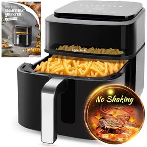 Taylor Swoden Friggitrice ad aria 6,5L XXL con doppia resistenza, 8 funzioni, finestra di visualizzazione e griglia antiaderente - Perfetta per 3-6 persone, nera