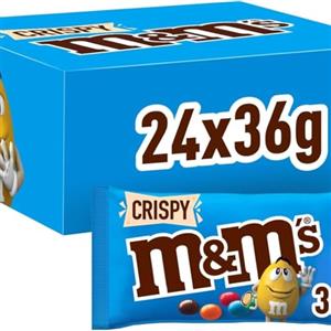 M&M's Crispy Confetti Al Cioccolato Contenenti Riso Soffiato, 24 Bustine Ognuna Da 36g di praline al cioccolato: totale 864g, Idea Natale, Nuova versione