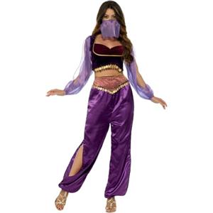 SMIFFYS Costume Principessa araba, viola, con pantaloni, top e velo per viso Halloween, Carnevale
