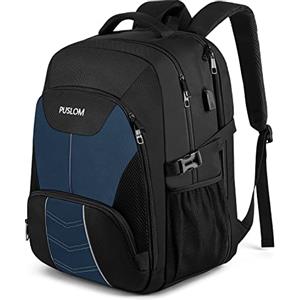 PUSLOM Zaino extra large da uomo, 55 l, da viaggio per computer portatile da 18,4 pollici, con porta di ricarica USB, approvato per i voli, TSA, grande capacità, resistente