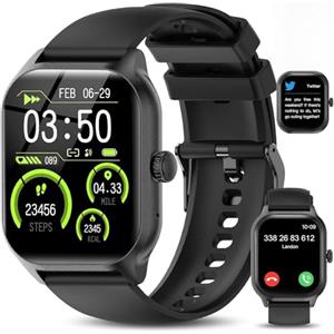 LAOYABB Smartwatch Uomo Donna, Sportivo Fitness Tracker con Effettua o Risposta Chiamate, 2.01" Intelligente Orologio con Contapassi/Cardiofrequenzimetro/Sonno, IP68 Smart Watch per Android iOS