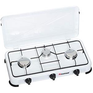 FireFriend Fornello a Gas da Campeggio FireFriend KO-6383 - 3 Bruciatori - 2 x 1500 Watt e 1 x 1000 Watt - Bianco